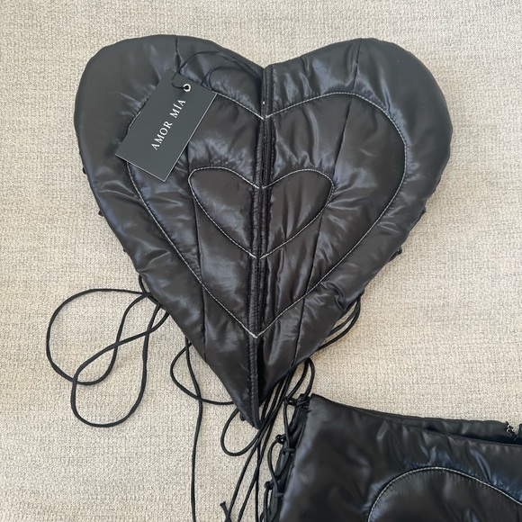 amor mia puffer set (top size small, bottom xs) top NWT bottom NWOT *not worn* - Picture 3 of 6